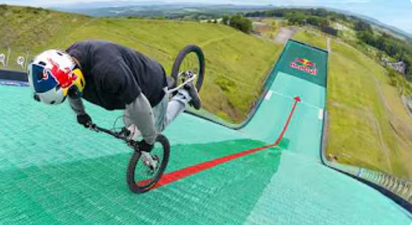 RedBull Riding Backwards Down a Ski Slope on ONE WHEEL
